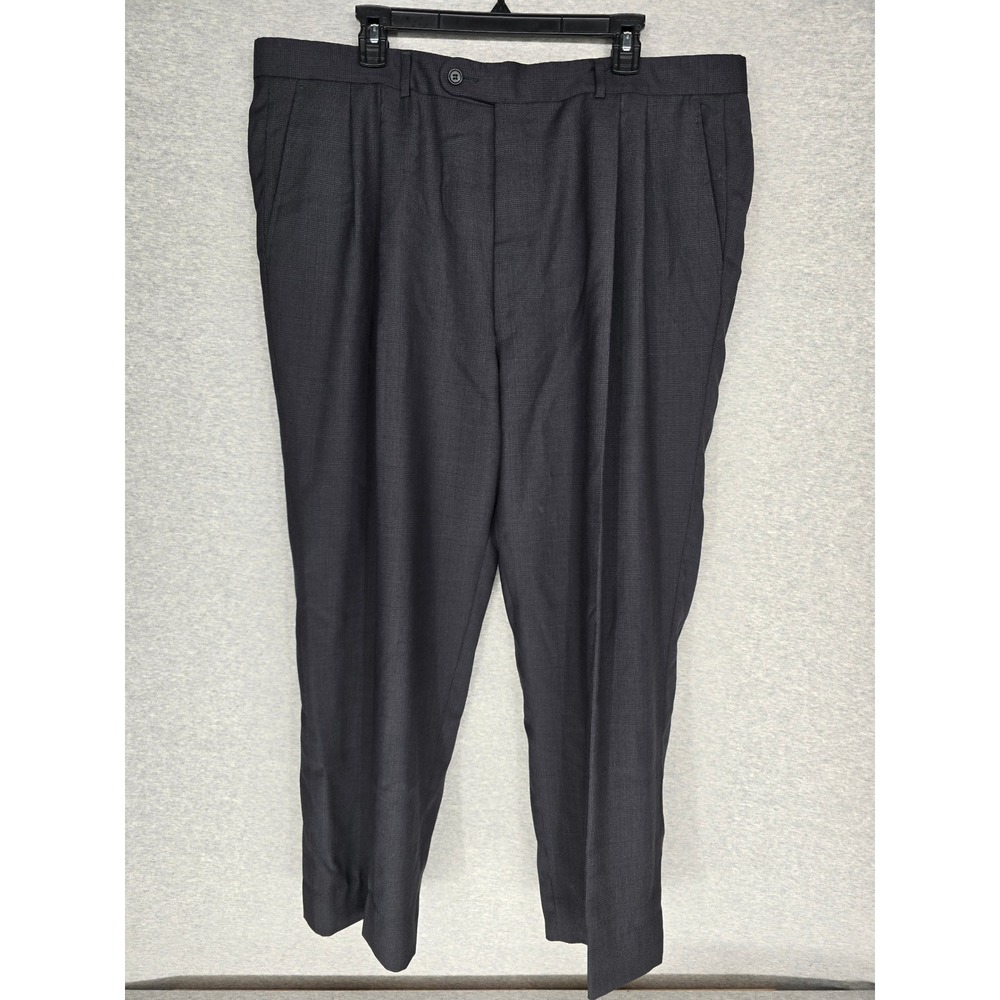Vntg 90s Men's Charcoal/Black Micro Glen Plaid Wool Trouser Pleat UNITE Canada